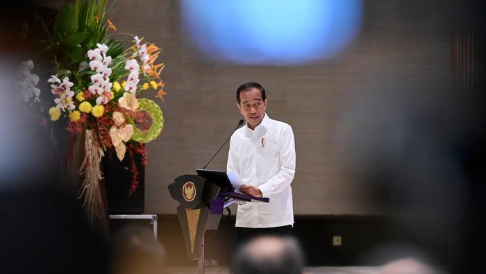 Presiden Jokowi Saat Memberikan Sambutan di Istana Garuda IKN