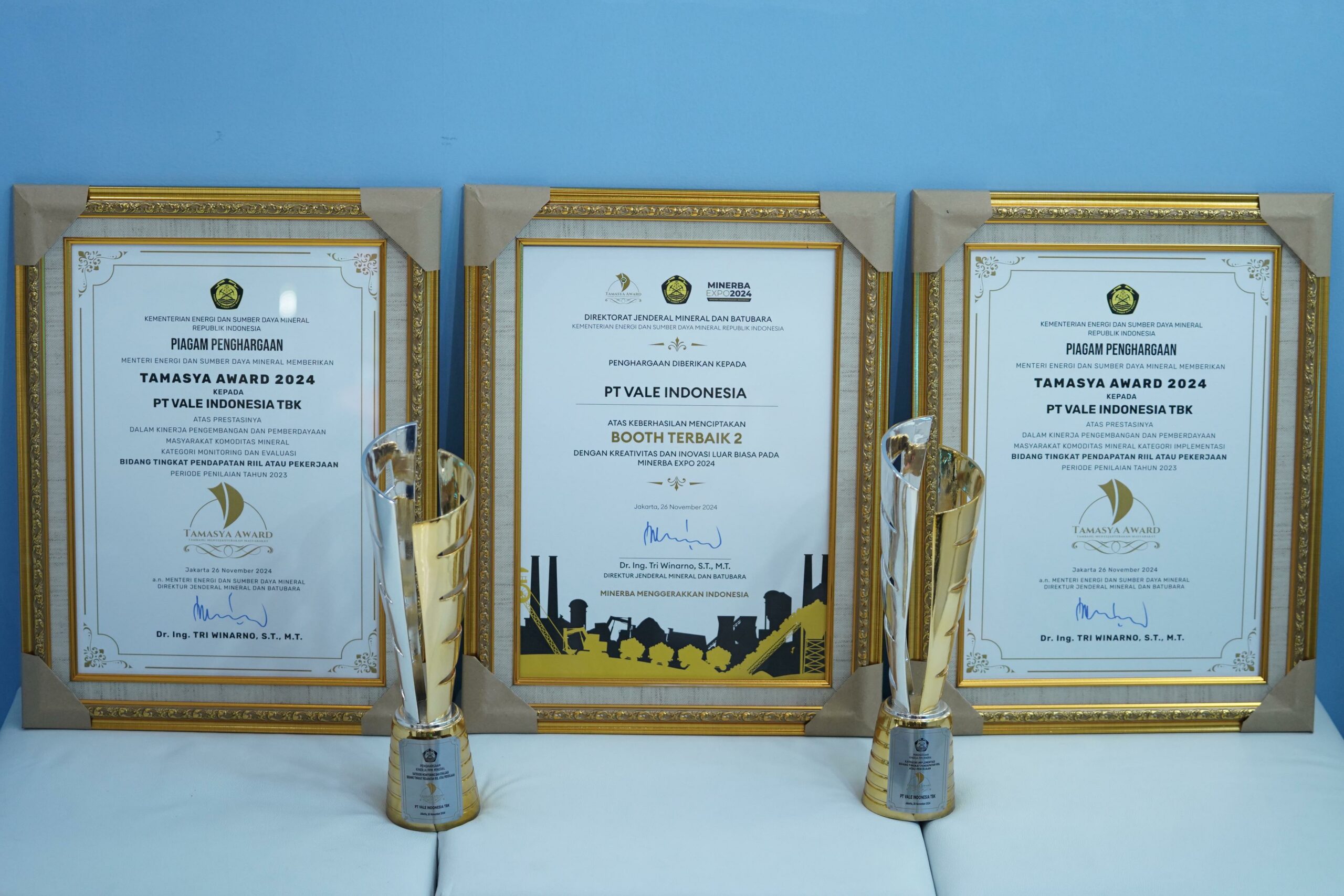 Dorong Pemberdayaan Ekonomi dan Sosial, PT Vale Raih Tamasya Award di Minerba Expo 2024